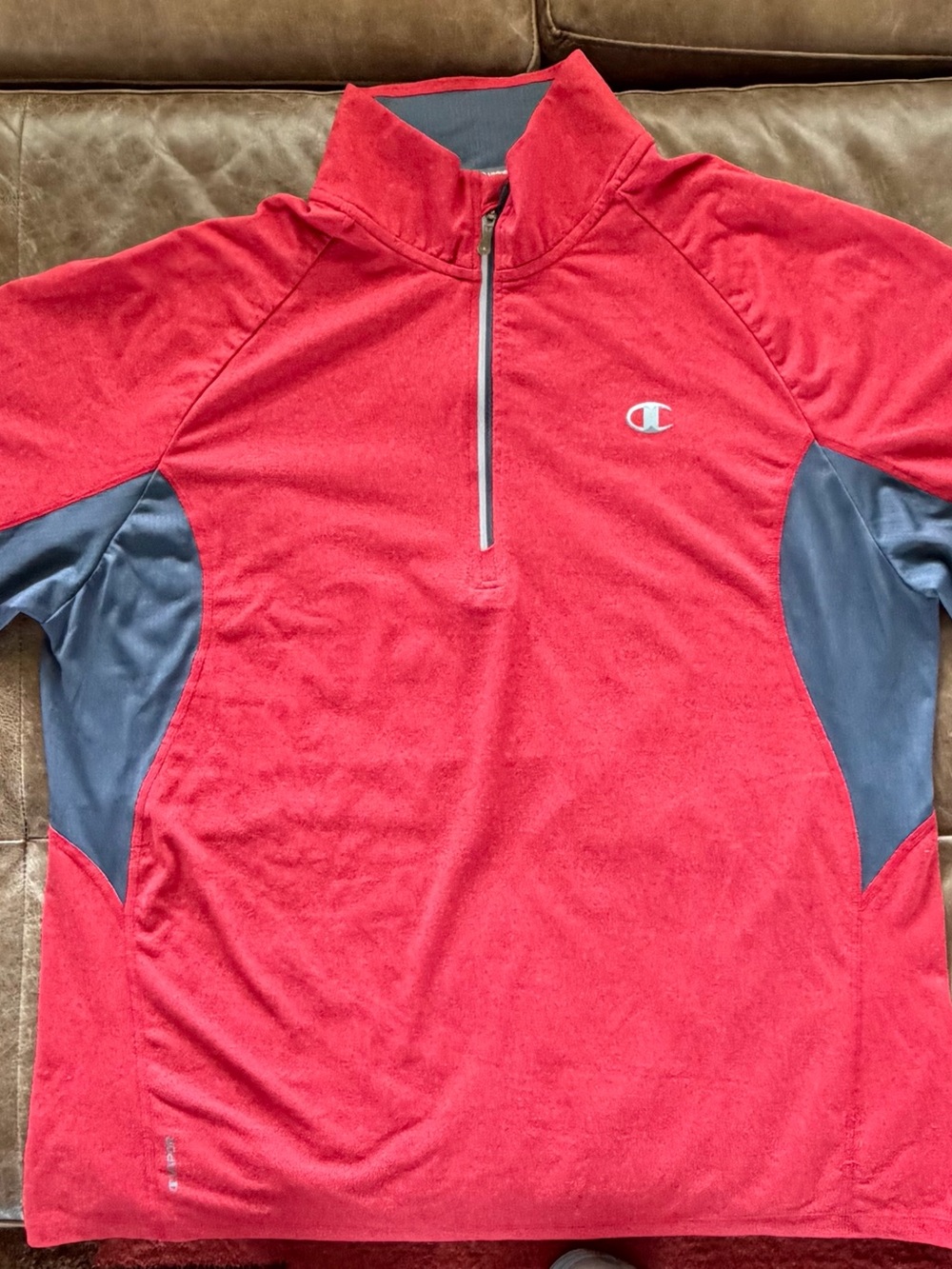 Champion Red and Gray Quarter-Zip Pullover